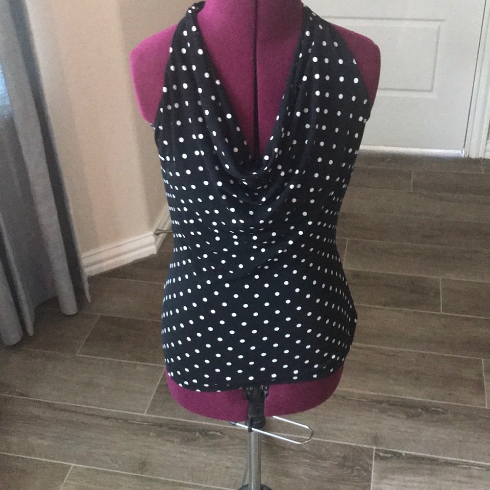 Black and white polka dot halter